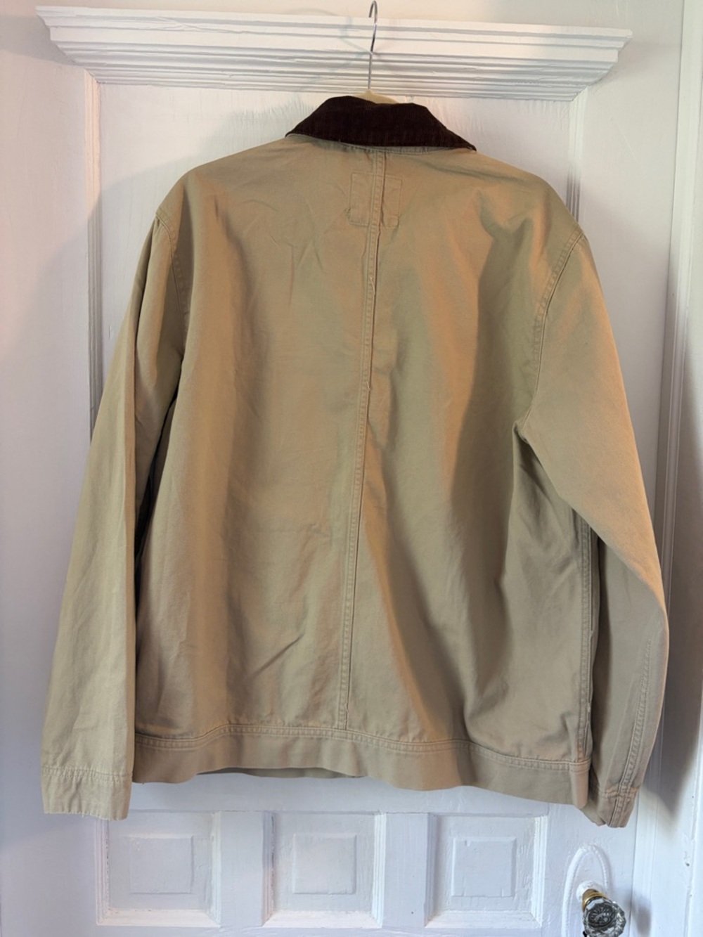GAP Men's Khaki Barn Jacket with Dark Brown Corduroy Collar - Picture 6 of 7
